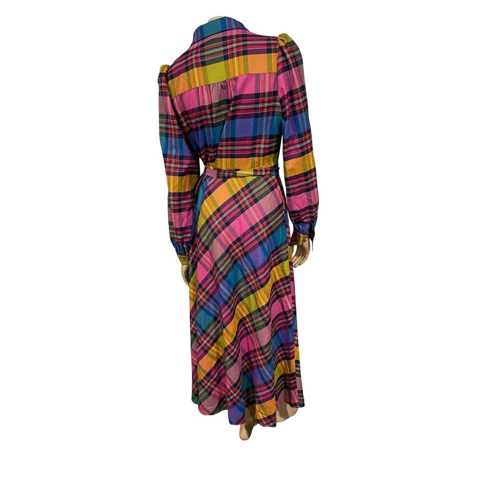 Boden Vivienne Bold Check Button Up Maxi Dress Belted Long Sleeve | Size 8 - Picture 6 of 13